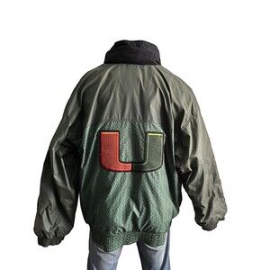 NIKE Vintage Miami Hurricanes Puffer Hooded Jacket Team Sports 2X